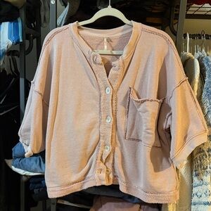 Free People Pink Button-Up Cardigan